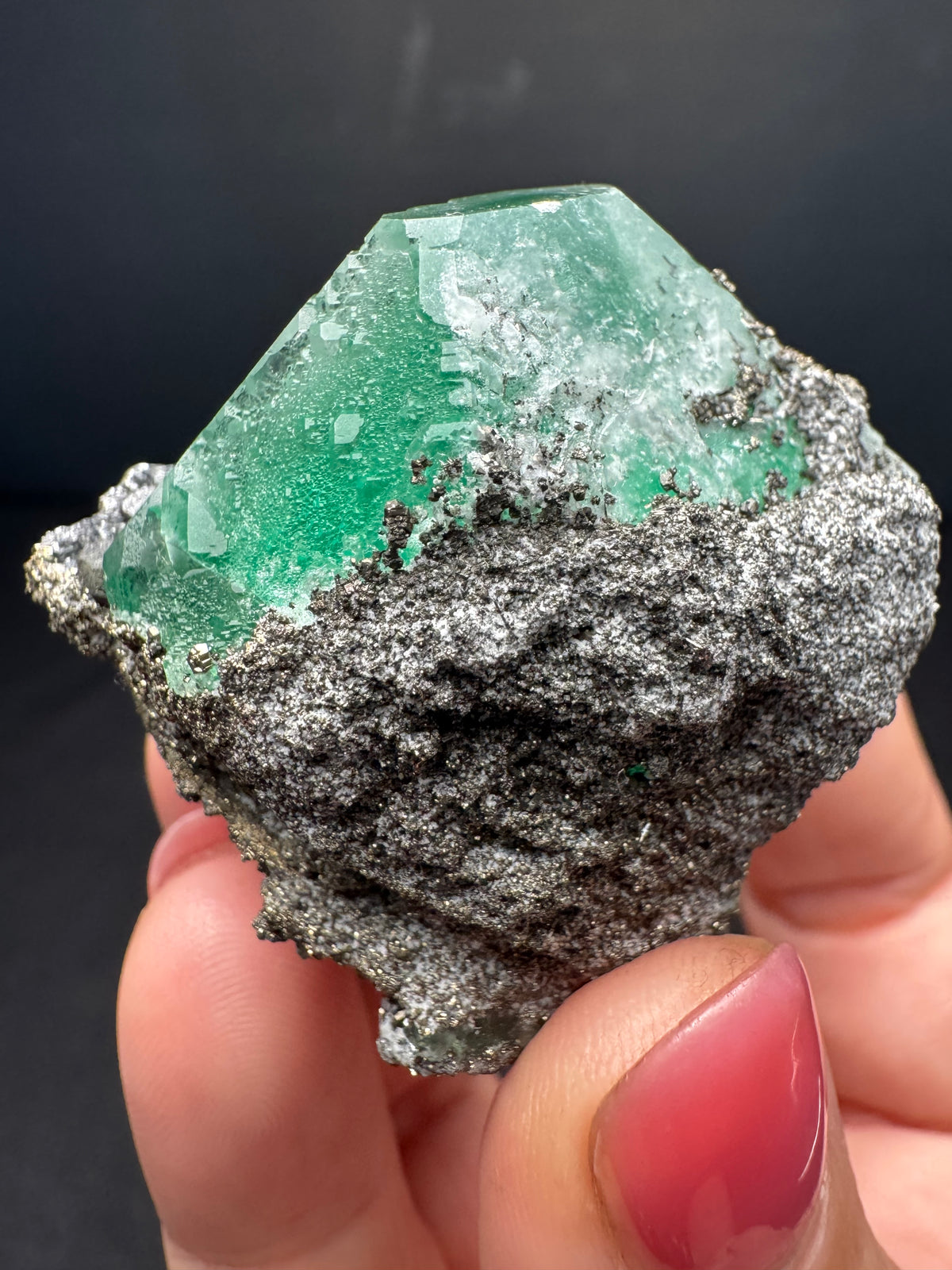 Fluorite with Pyrite, Geocronite-Jordanite, Milpo Mine, Peru