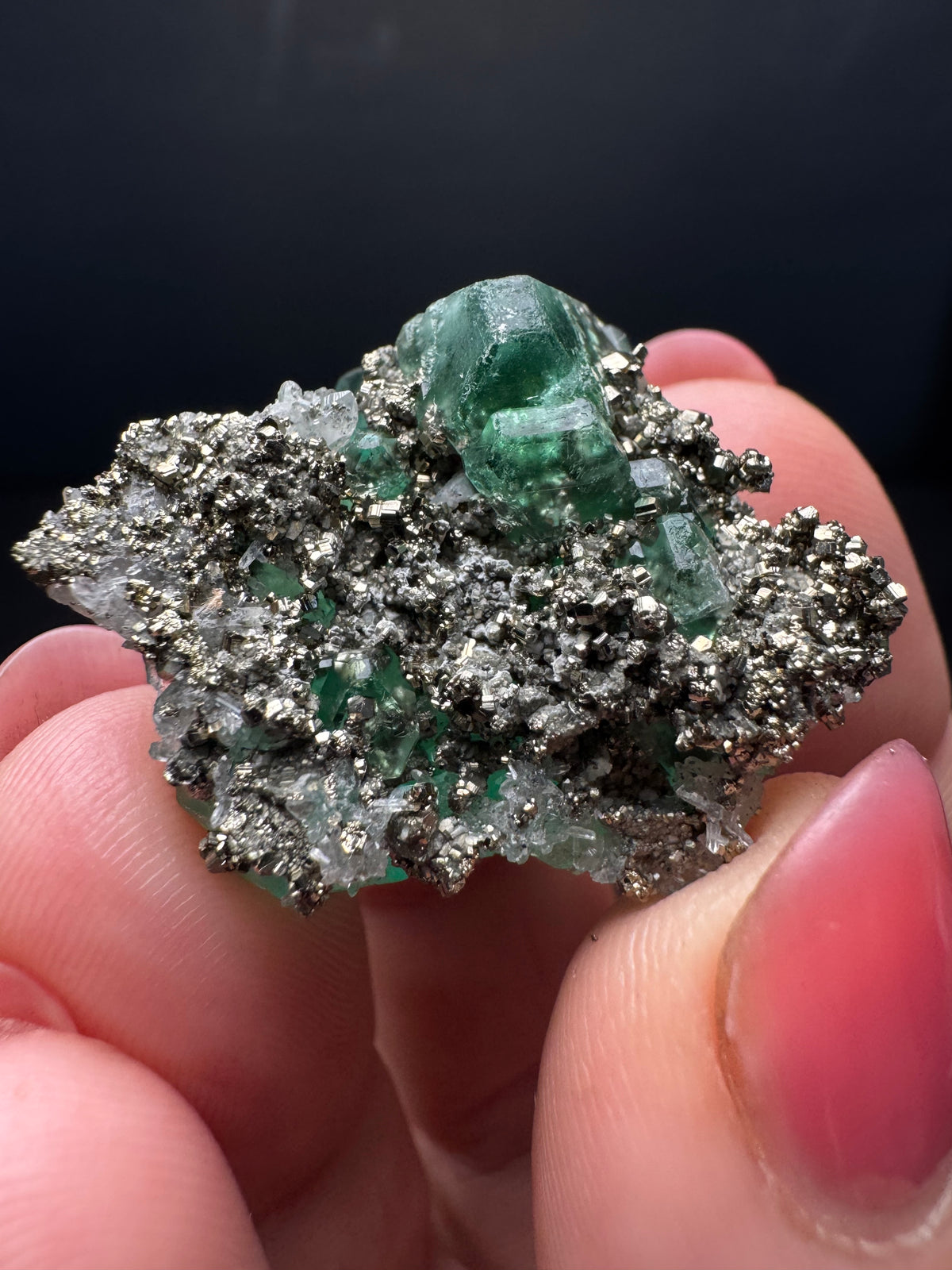 Fluorite with Pyrite, Milpo Mine, Peru