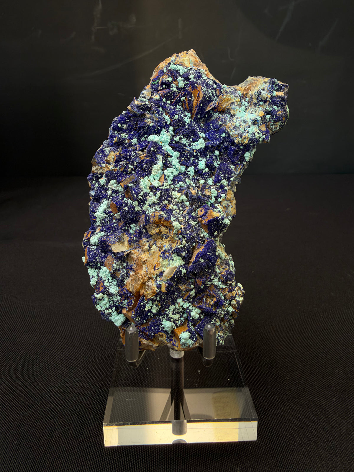 Azurite, Malachite & Secondary Copper Minerals on Fluorite & Barite, Sidi Ayed, Morocco