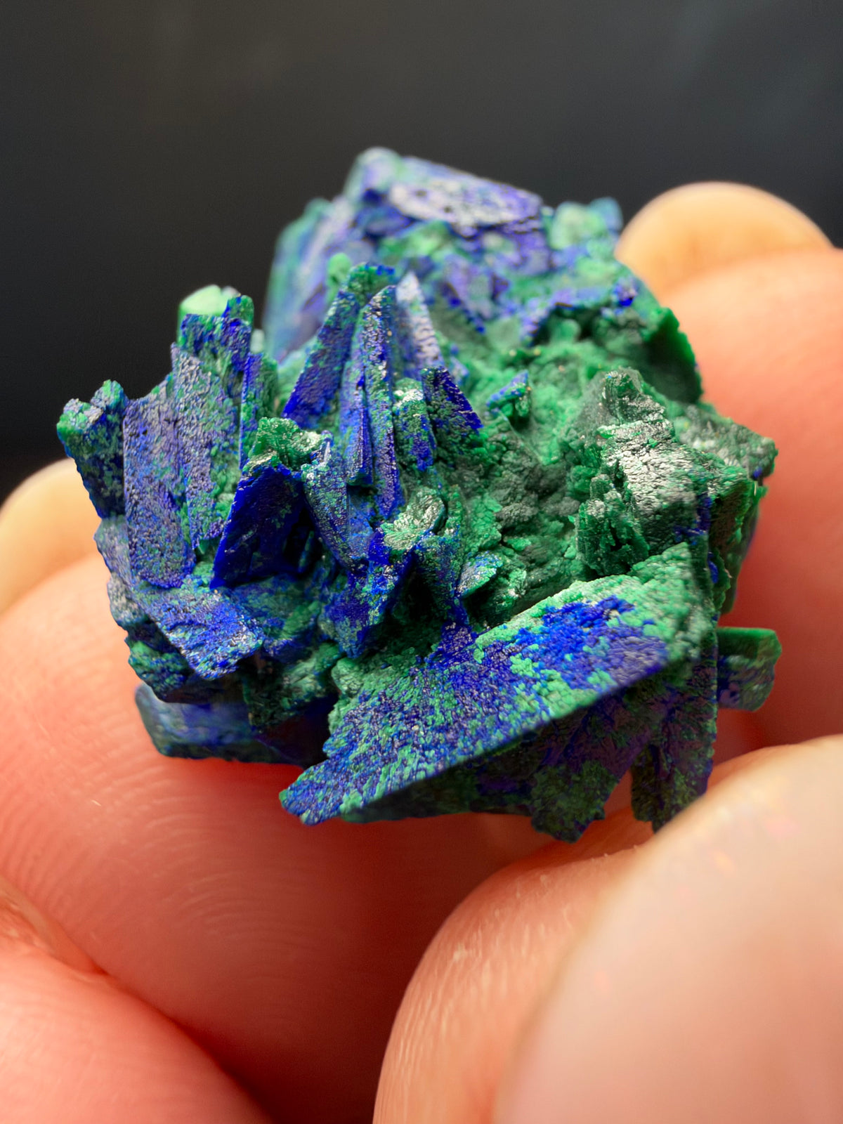 Malachite after Azurite (Pseudomorph), Kerrouchen, Morocco