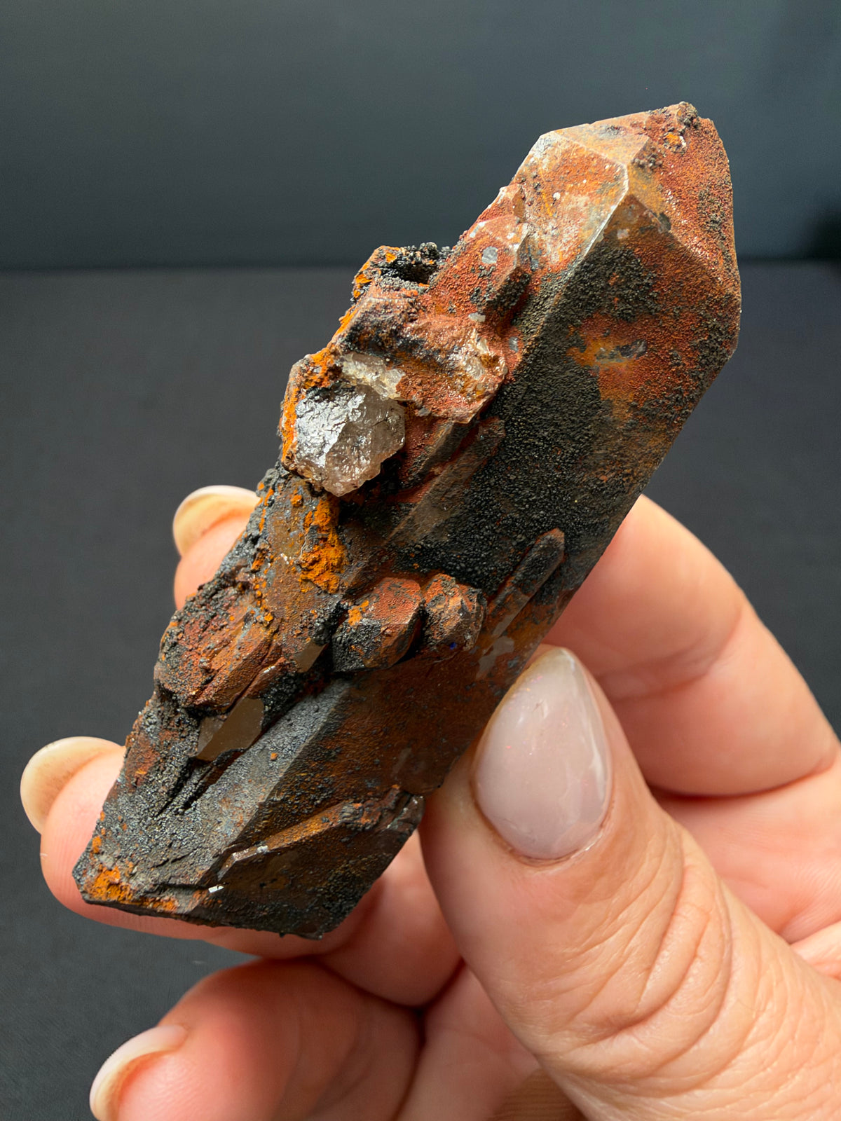 Quartz with Goethite & Secondary Copper Minerals, M'Sissia, Morocco