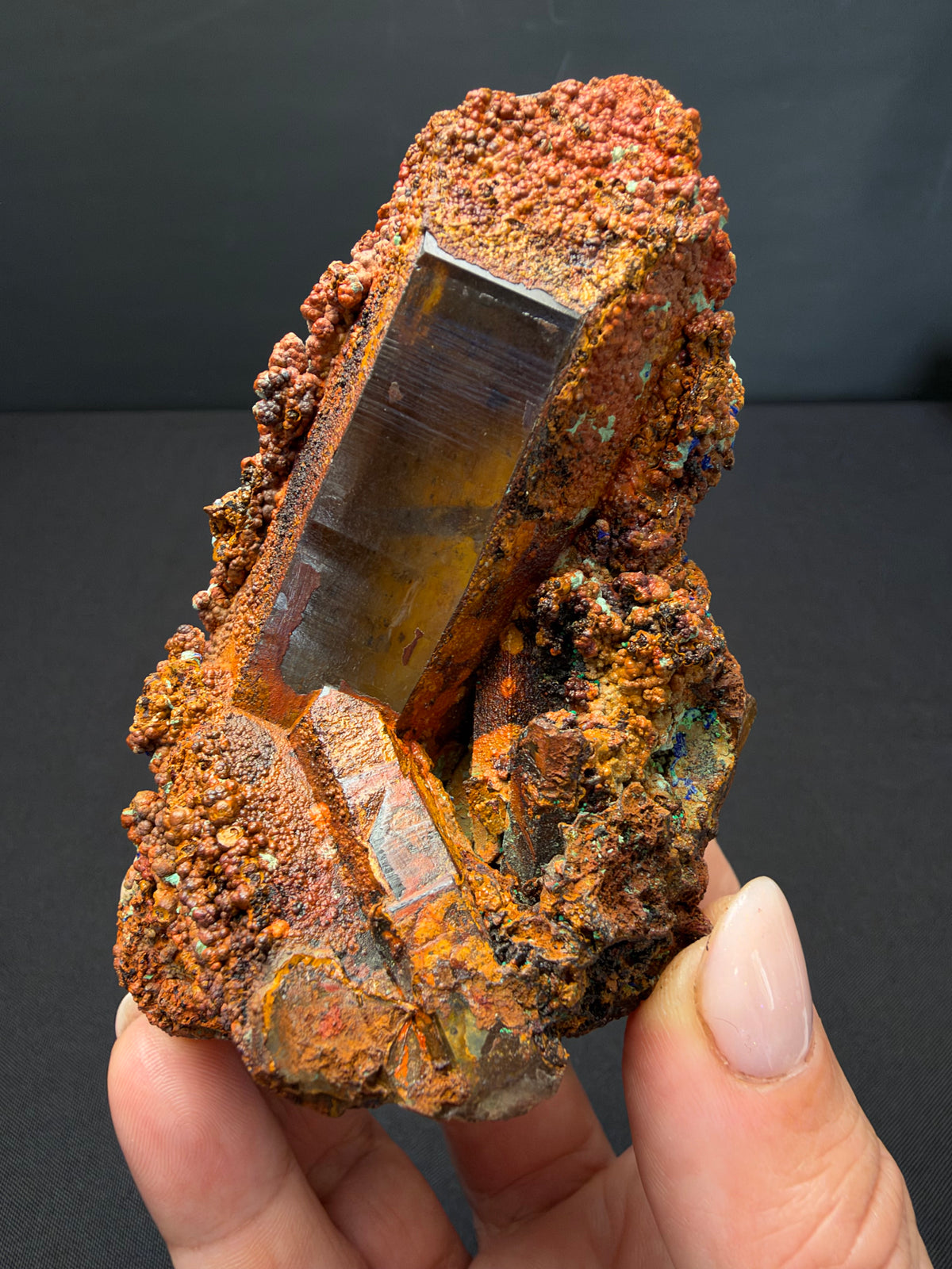 Quartz with Goethite & Secondary Copper Minerals, M'Sissia, Morocco