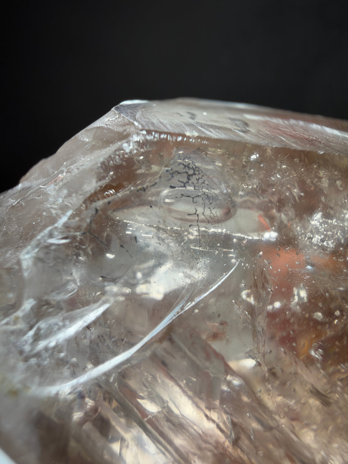 2 bubbles Enhydro Quartz with Dendrites, Goboboseb, Namibia