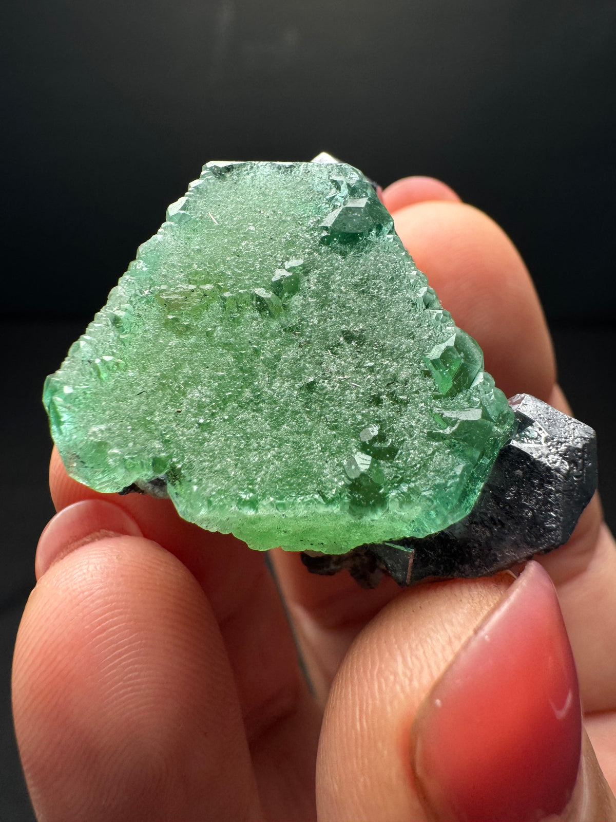 Fluorite with Geocronite-Jordanite, Milpo Mine, Peru
