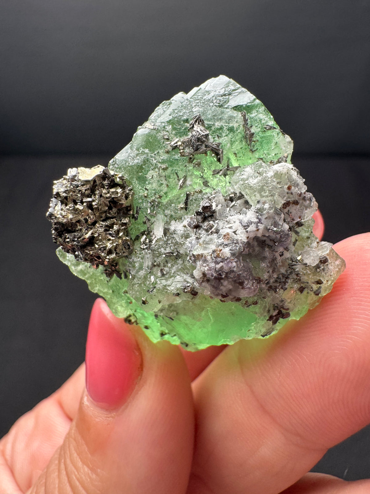 Fluorite with Pyrite, Milpo Mine, Peru