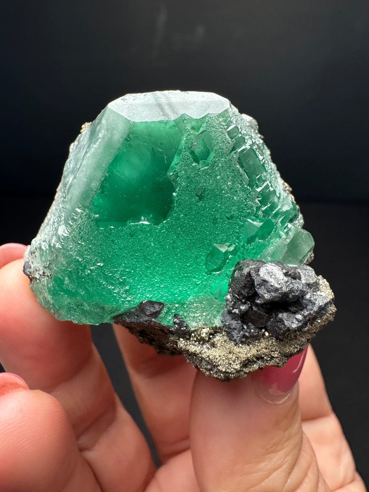 Fluorite with Pyrite, Geocronite-Jordanite, Milpo Mine, Peru