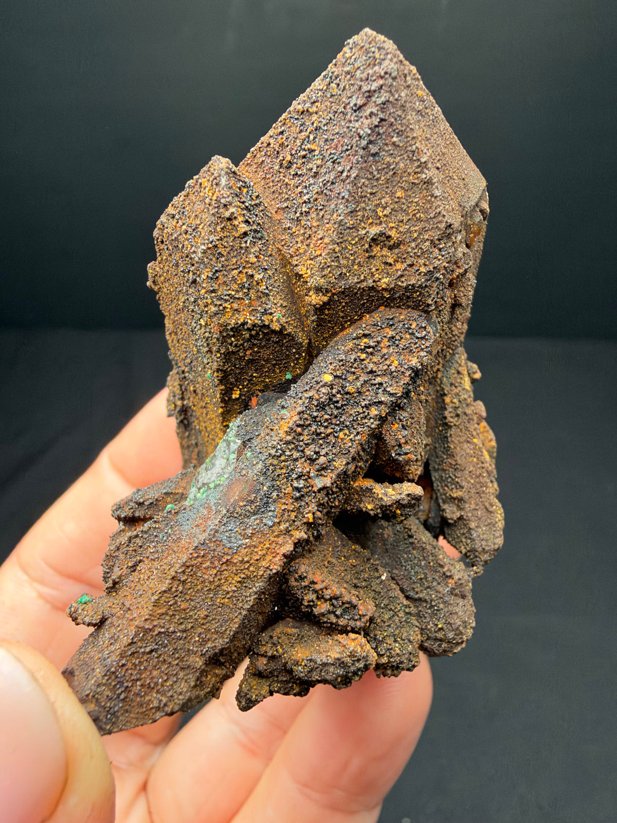 Quartz with Goethite & Secondary Copper Minerals, M'Sissia, Morocco