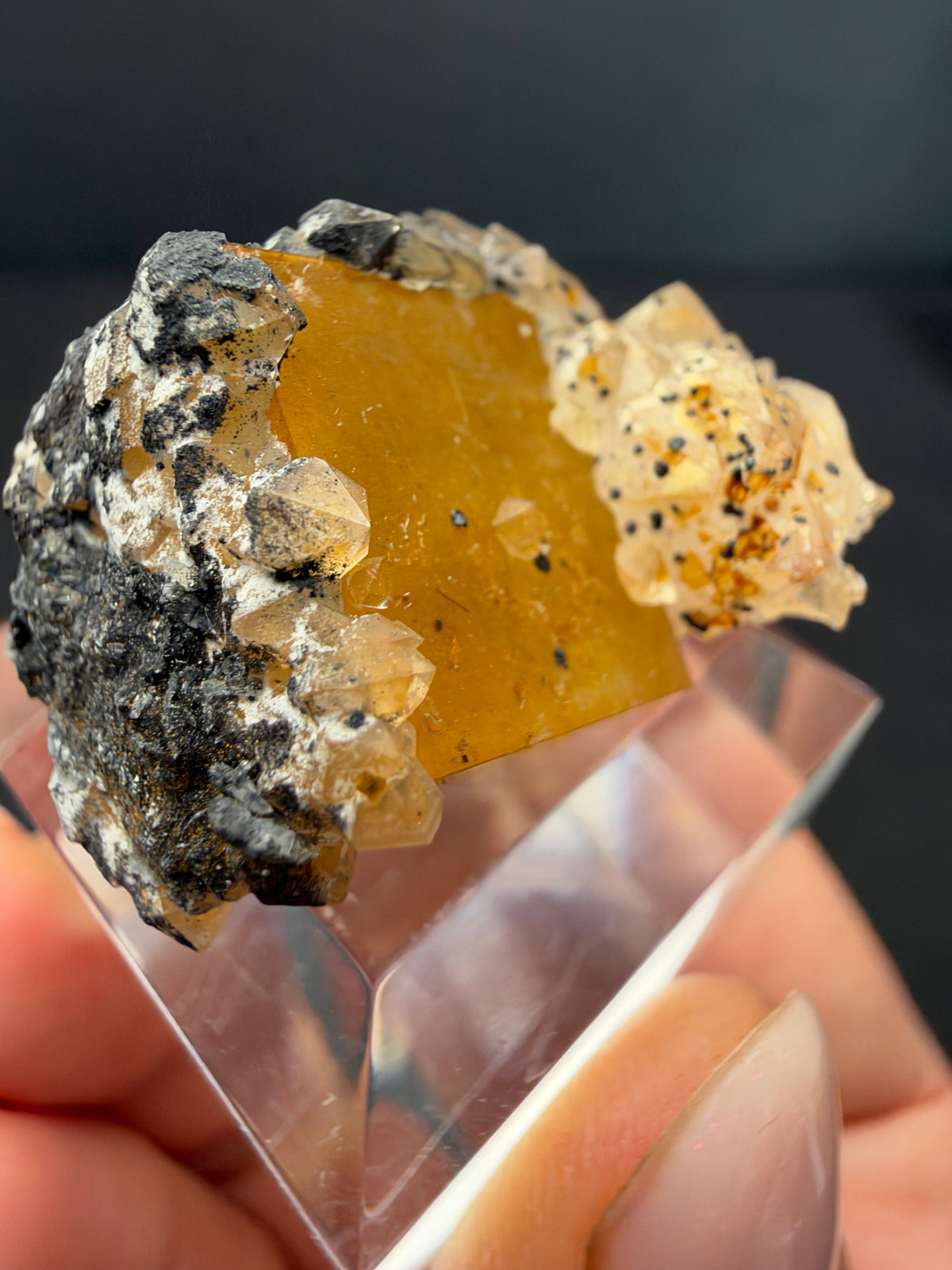 Fluorite with Quartz & Goethite, Sidi Said, Morocco
