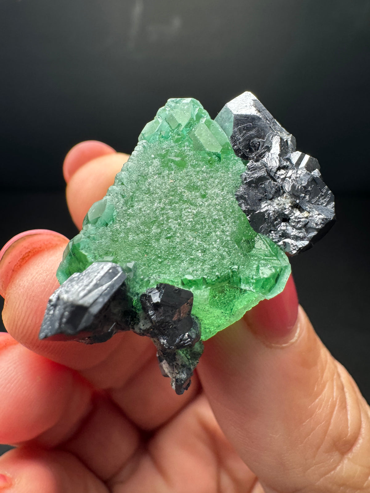 Fluorite with Geocronite-Jordanite, Milpo Mine, Peru