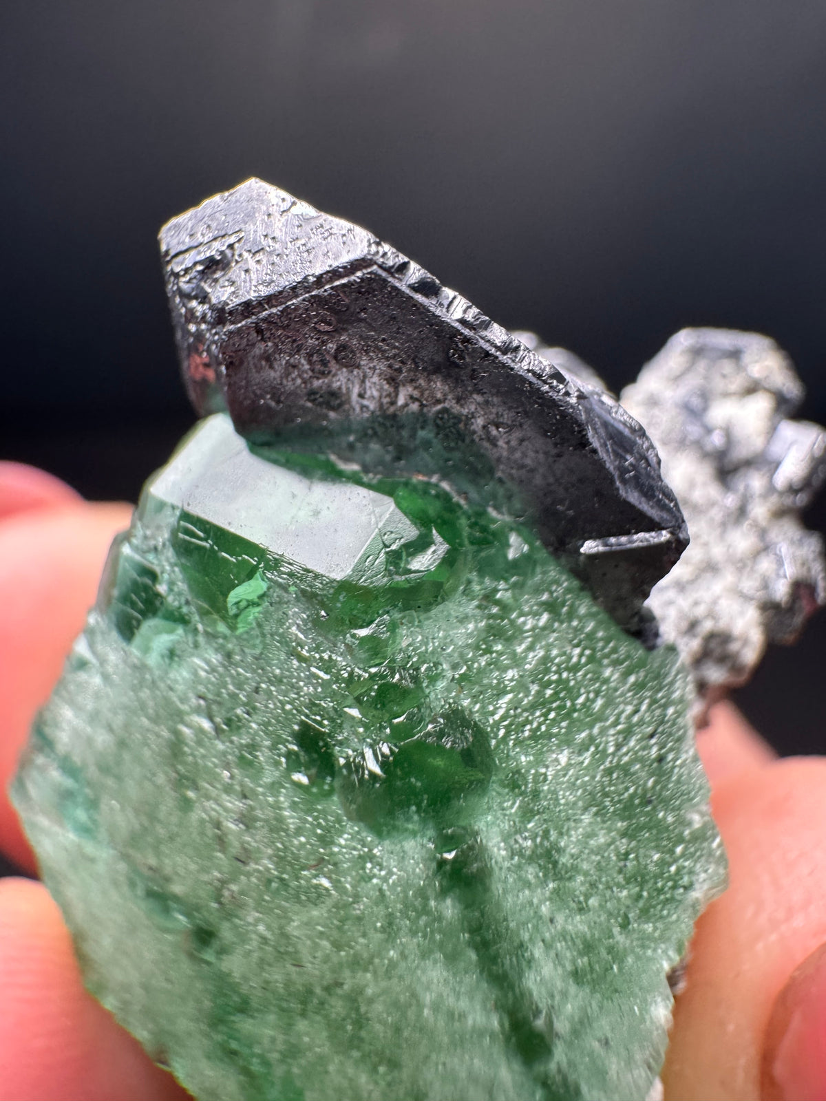 Fluorite with Geocronite-Jordanite, Milpo Mine, Peru