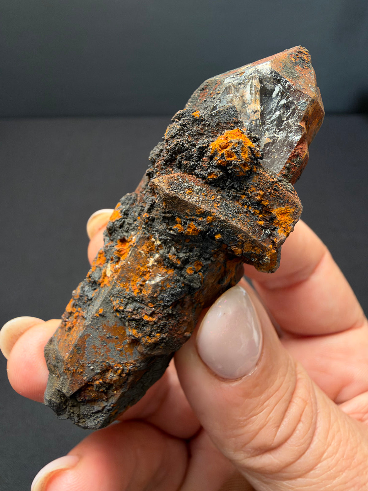 Quartz with Goethite & Secondary Copper Minerals, M'Sissia, Morocco