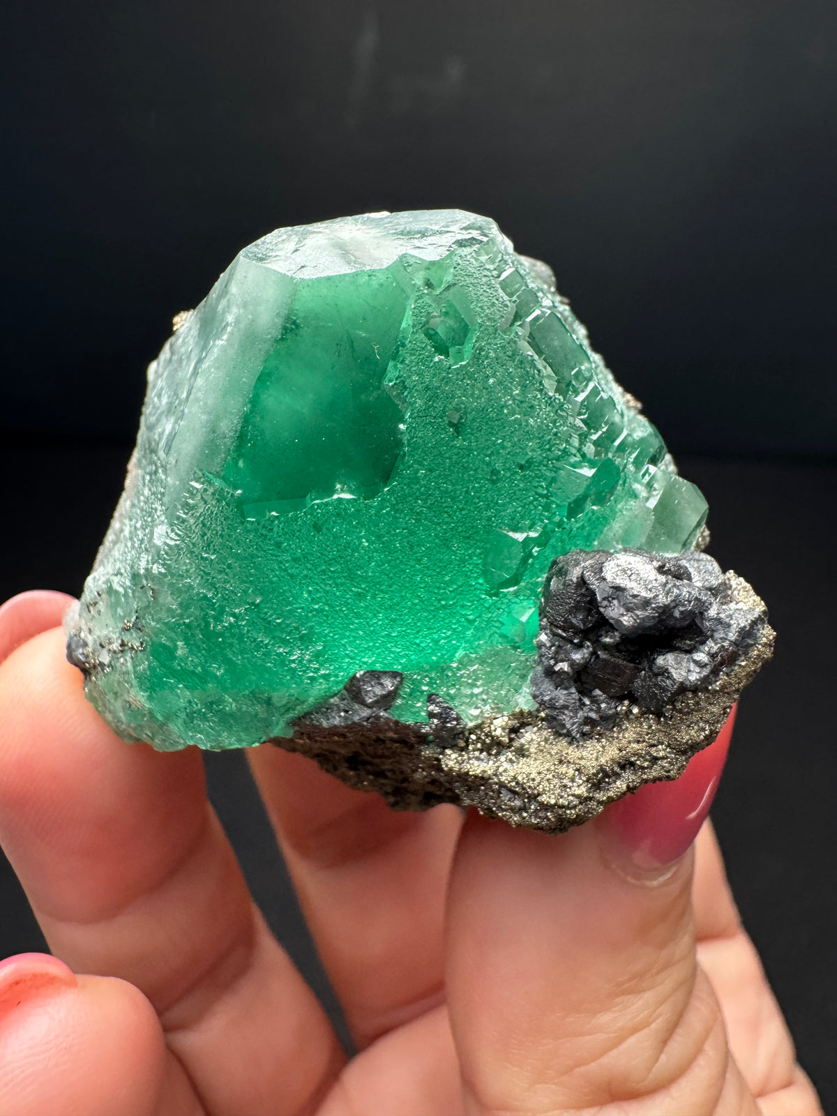 Fluorite with Pyrite, Geocronite-Jordanite, Milpo Mine, Peru