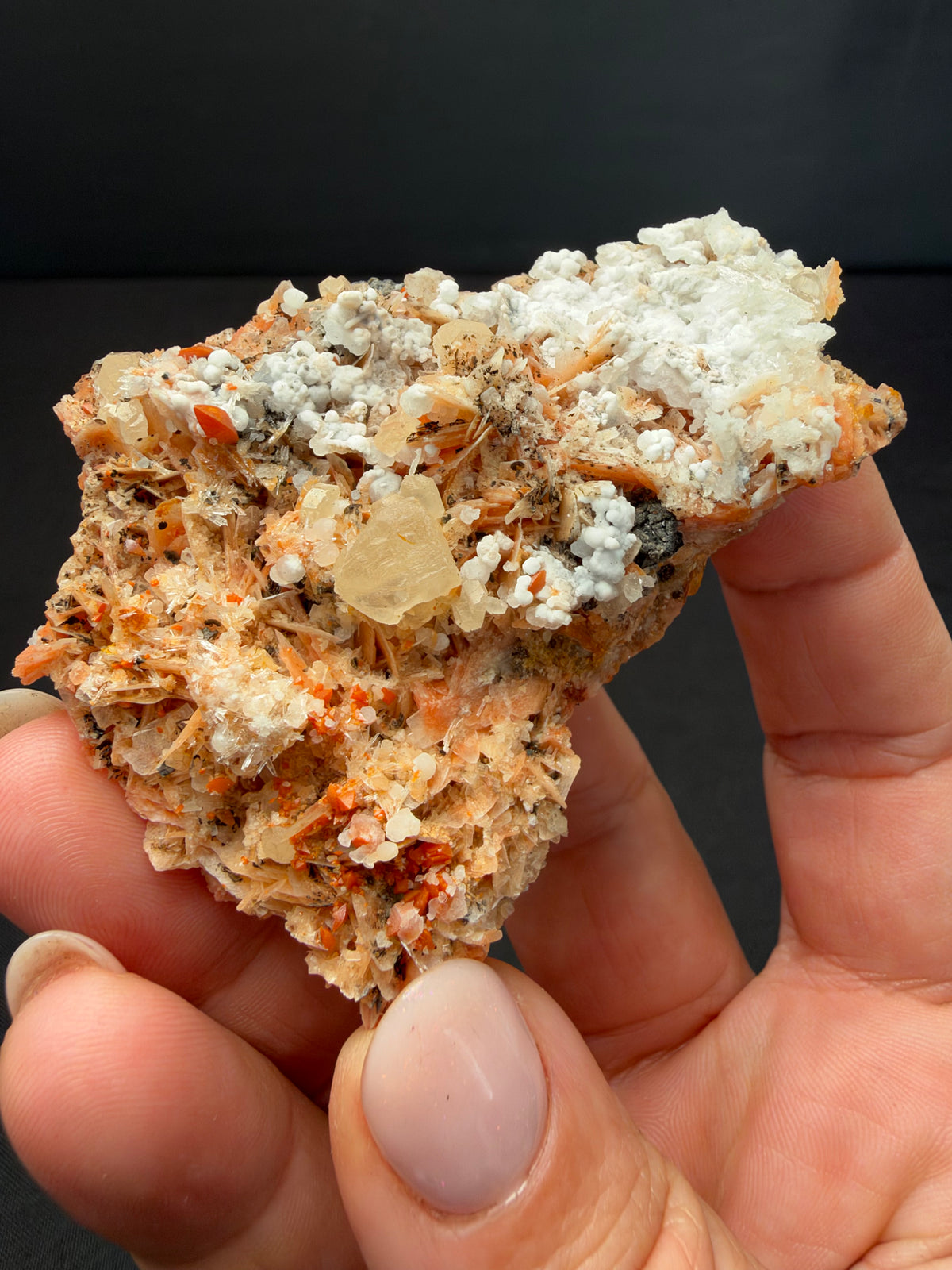 Baryte, Wulfenite, Fluorite & Chalcedony, Mibladen, Morocco