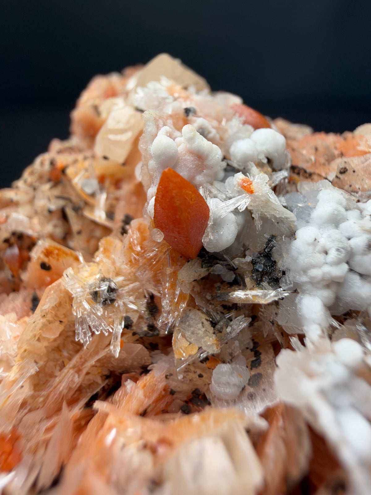 Baryte, Wulfenite, Fluorite & Chalcedony, Mibladen, Morocco