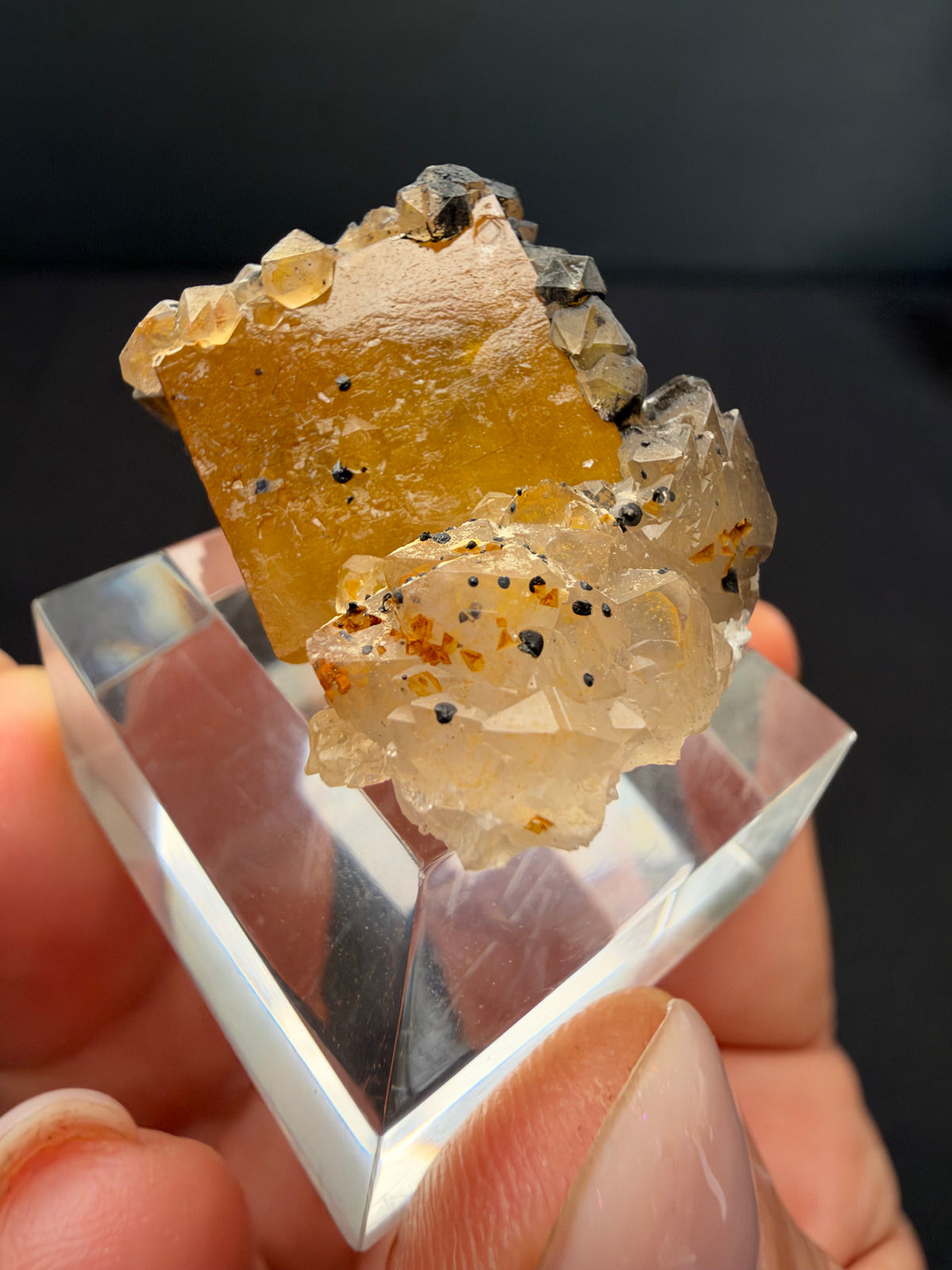 Fluorite with Quartz & Goethite, Sidi Said, Morocco