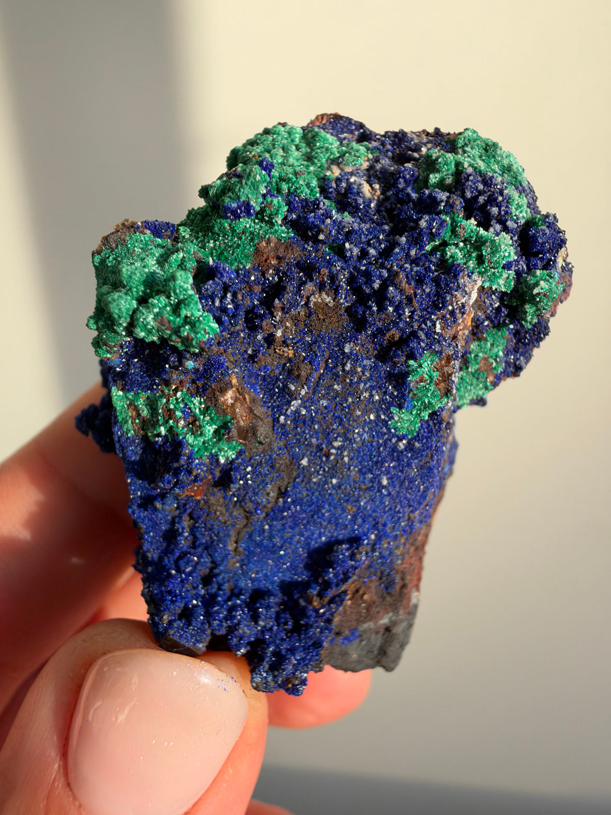 Azurite & Malachite on Barite, Sidi Ayed, Morocco