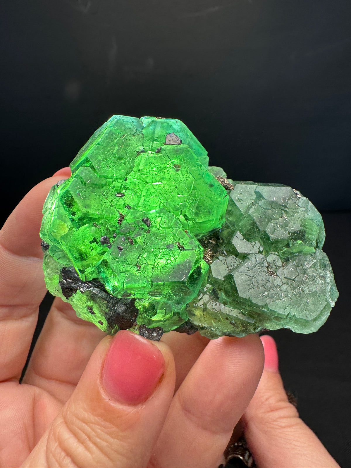 Fluorite with Geocronite, Milpo Mine, Peru