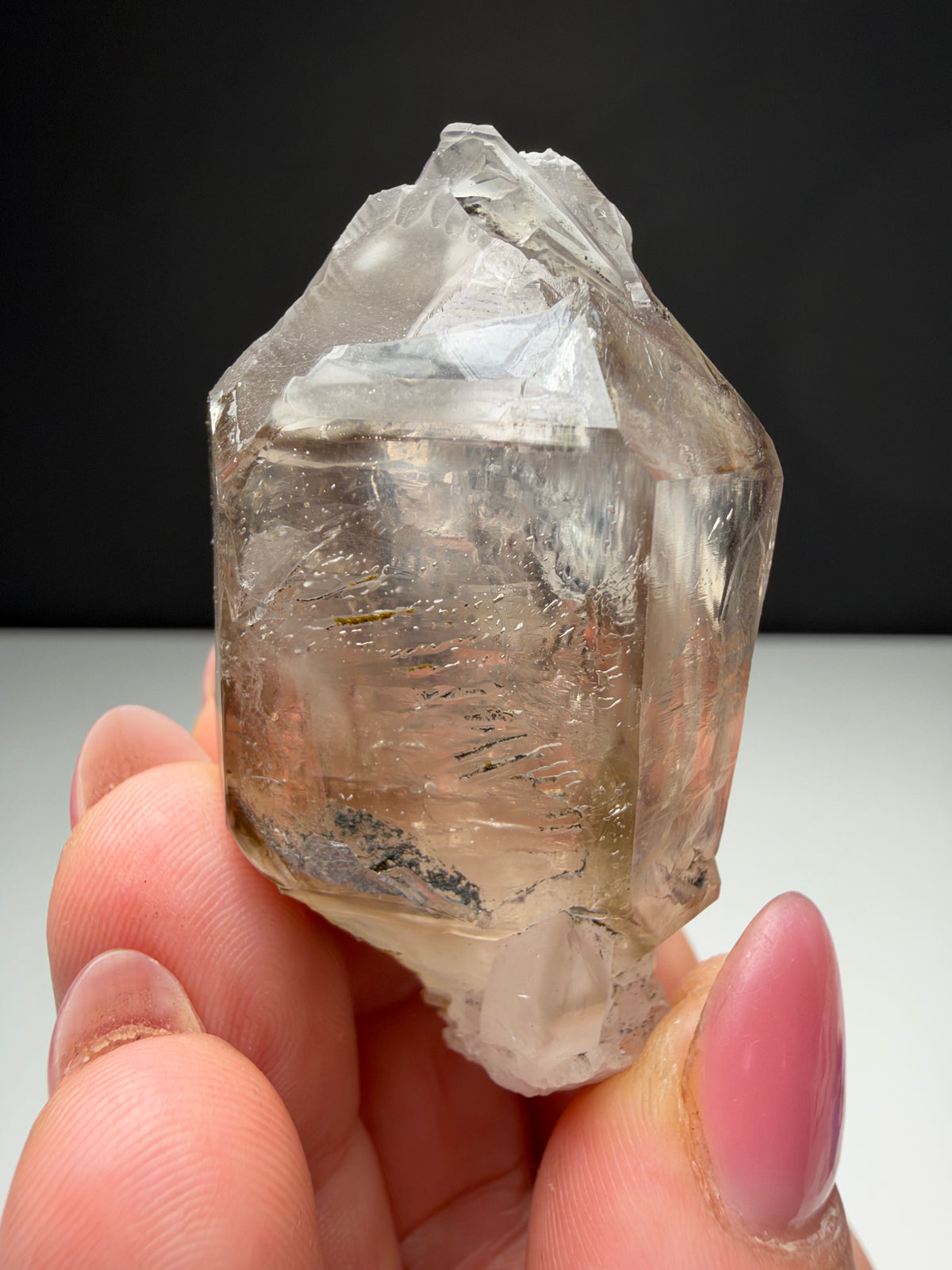 2 bubbles Enhydro Quartz with Dendrites, Goboboseb, Namibia