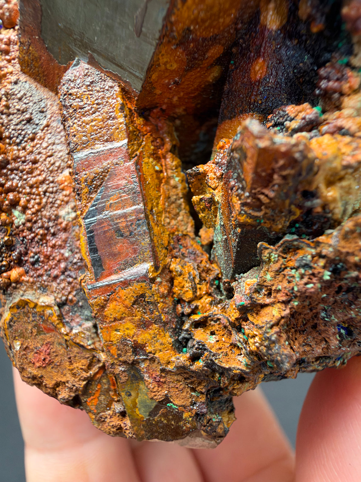 Quartz with Goethite & Secondary Copper Minerals, M'Sissia, Morocco