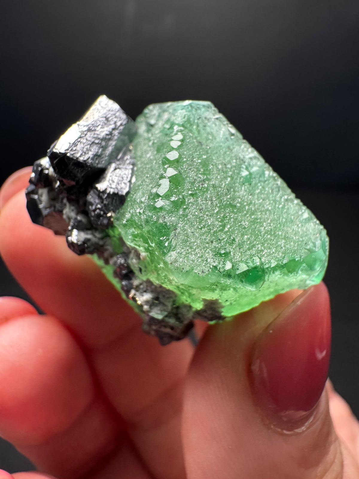 Fluorite with Geocronite-Jordanite, Milpo Mine, Peru