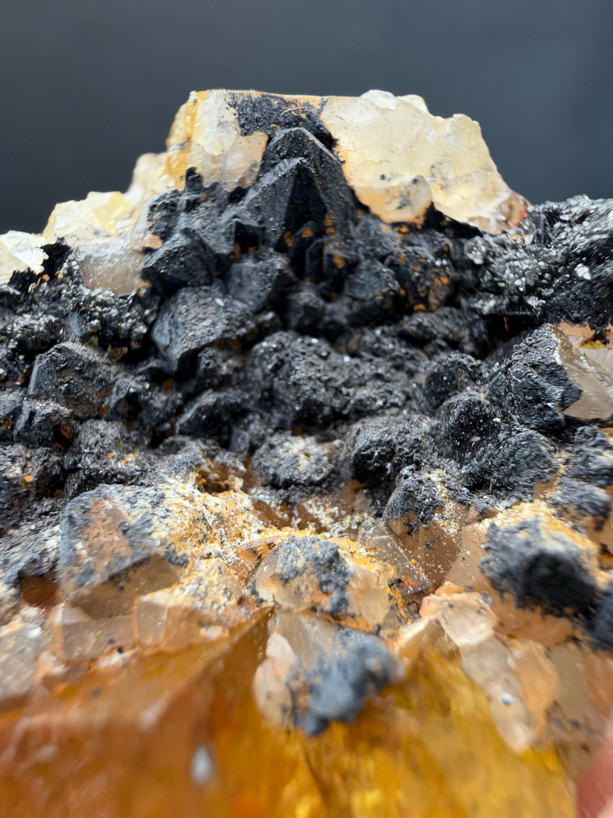 Fluorite with Quartz & Goethite, Sidi Said, Morocco