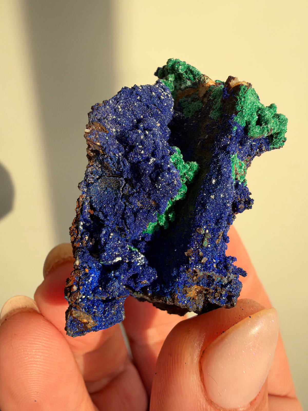 Azurite & Malachite on Barite, Sidi Ayed, Morocco