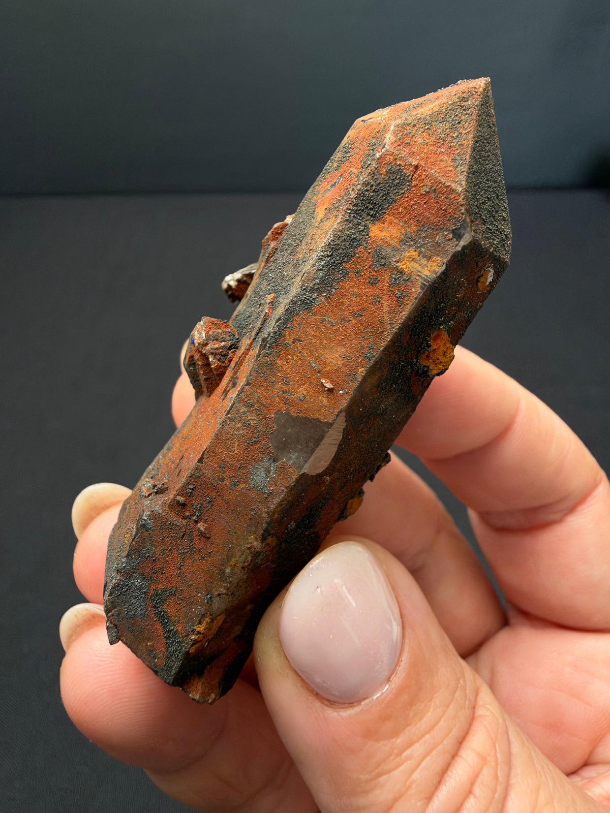 Quartz with Goethite & Secondary Copper Minerals, M'Sissia, Morocco