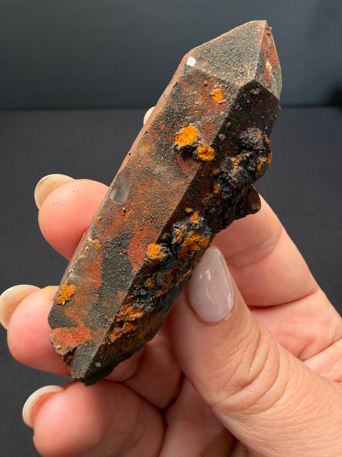 Quartz with Goethite & Secondary Copper Minerals, M'Sissia, Morocco
