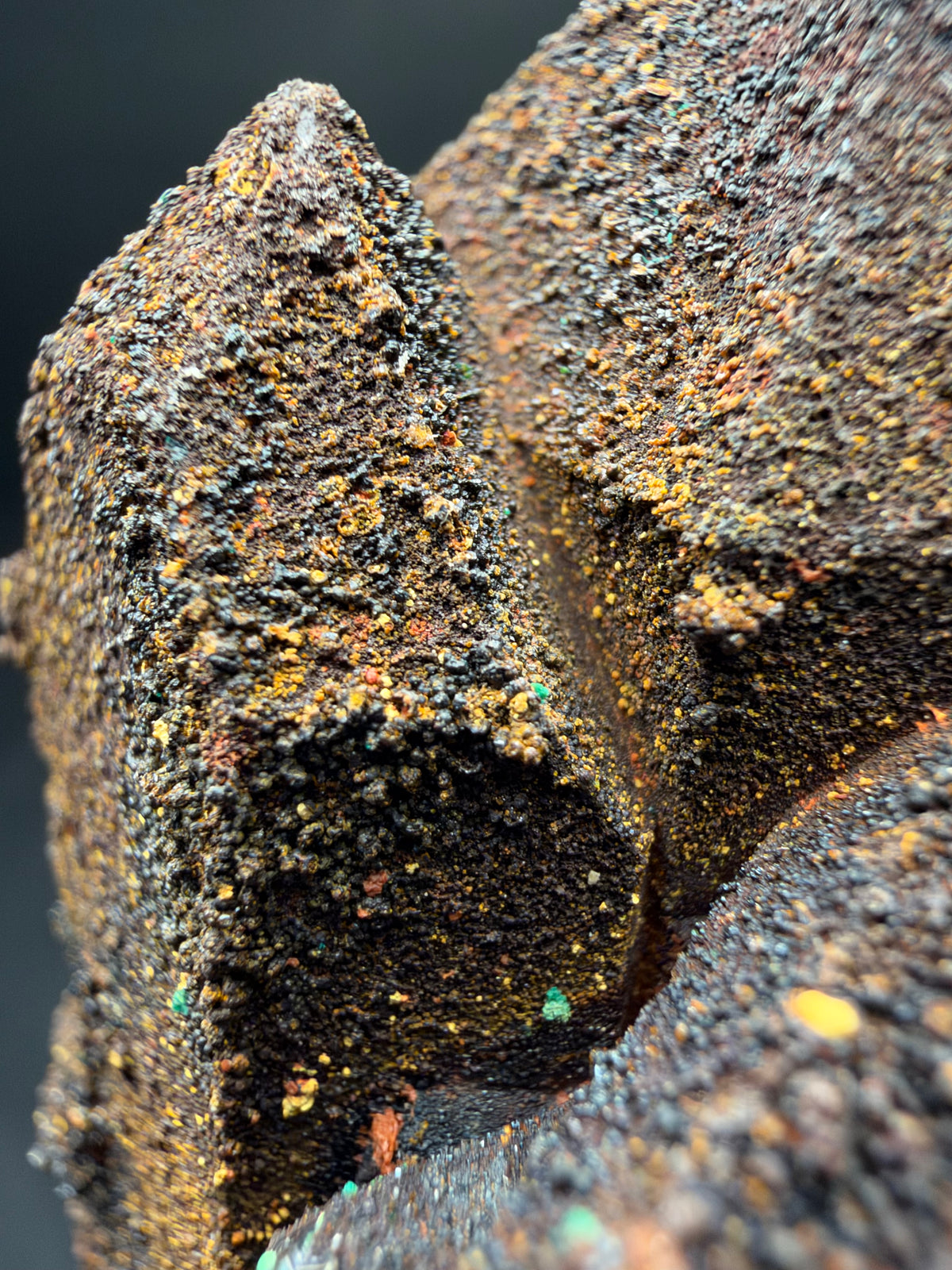 Quartz with Goethite & Secondary Copper Minerals, M'Sissia, Morocco