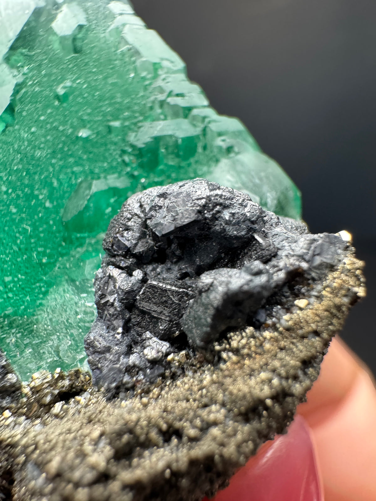 Fluorite with Pyrite, Geocronite-Jordanite, Milpo Mine, Peru