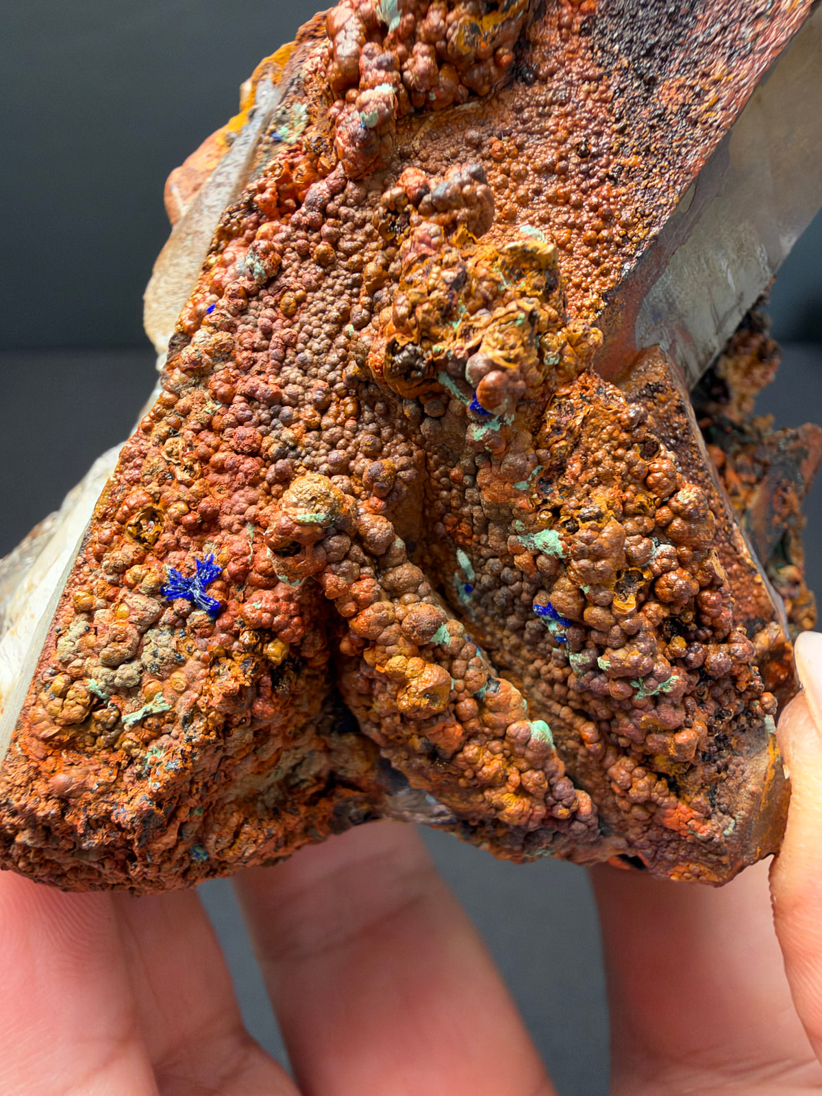 Quartz with Goethite & Secondary Copper Minerals, M'Sissia, Morocco