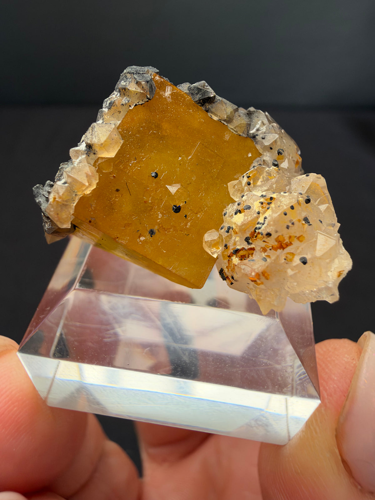 Fluorite with Quartz & Goethite, Sidi Said, Morocco