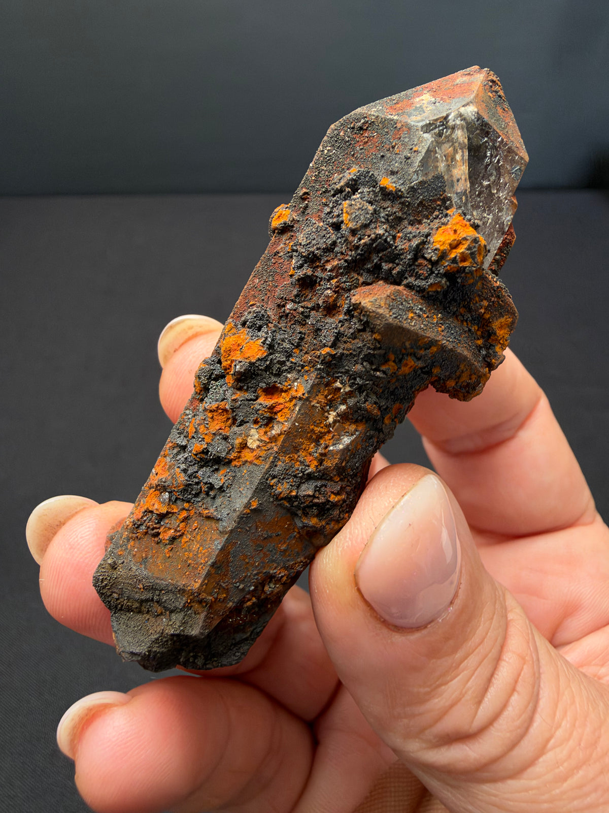 Quartz with Goethite & Secondary Copper Minerals, M'Sissia, Morocco